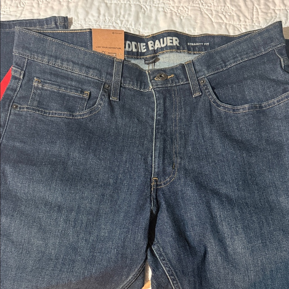 Eddie Bauer Men's Dark Blue Straight Jeans